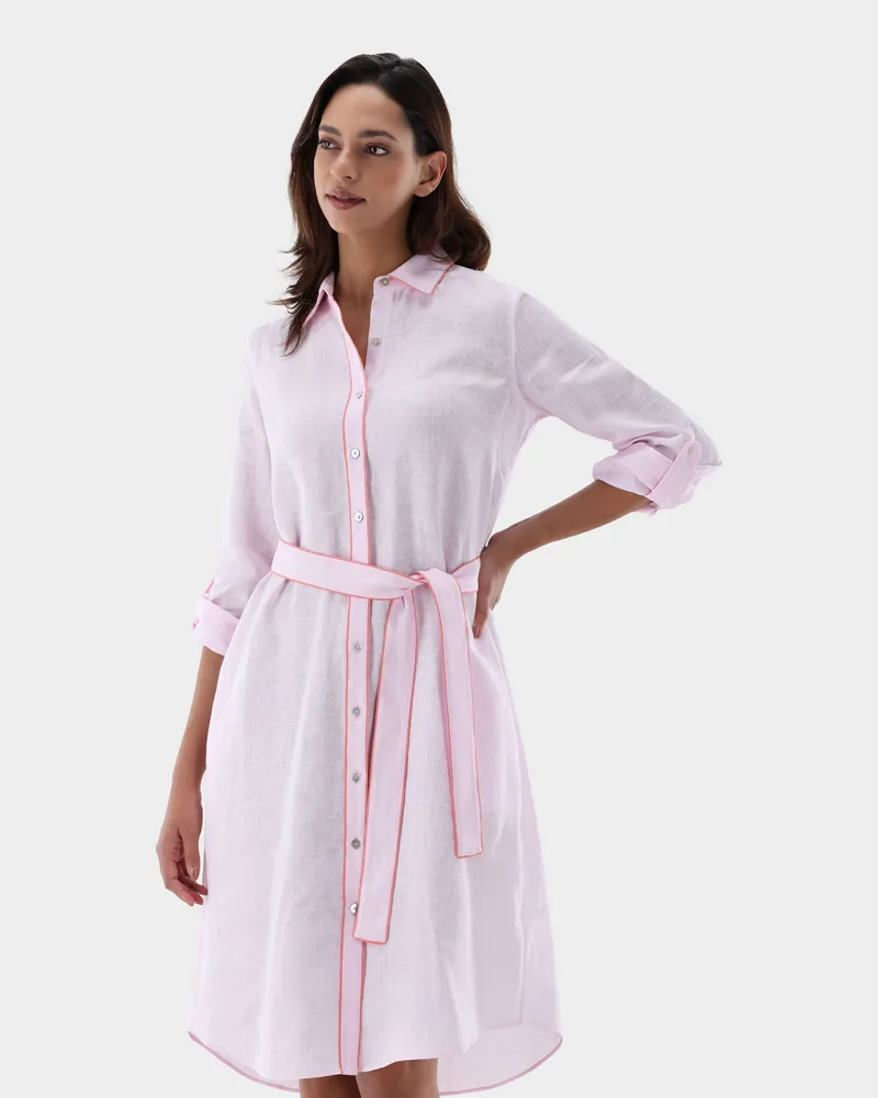van Laack Hemdblusenkleid aus Leinen Rot