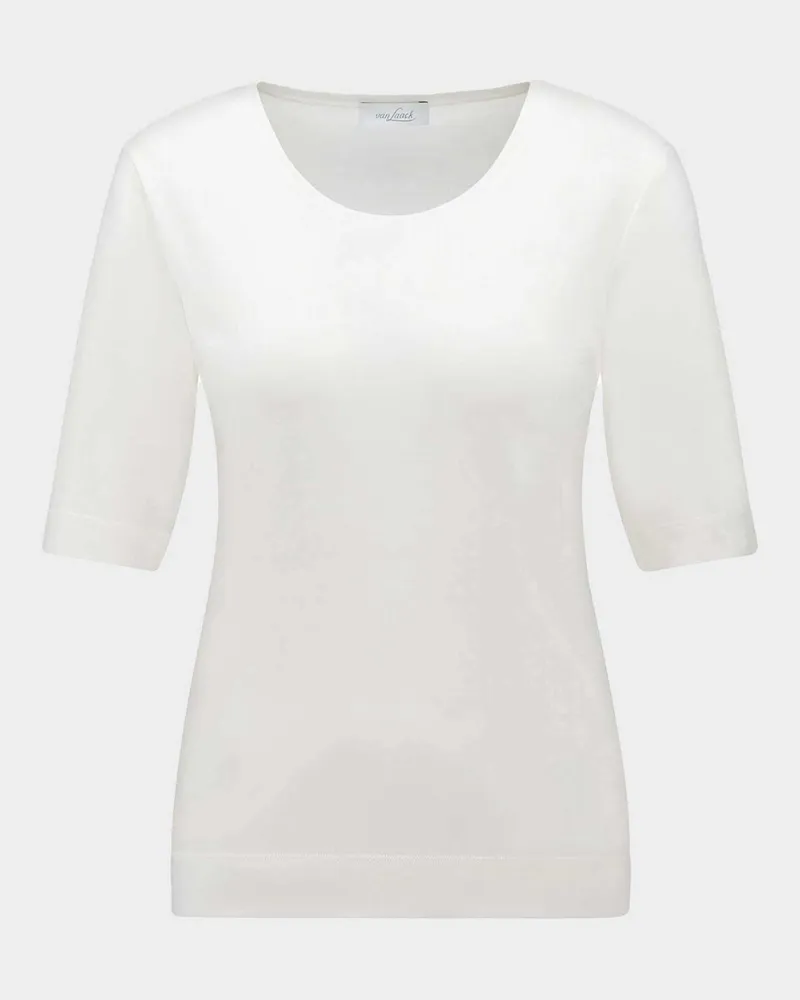 van Laack Rundhalsshirt mit Seide Cremefarben