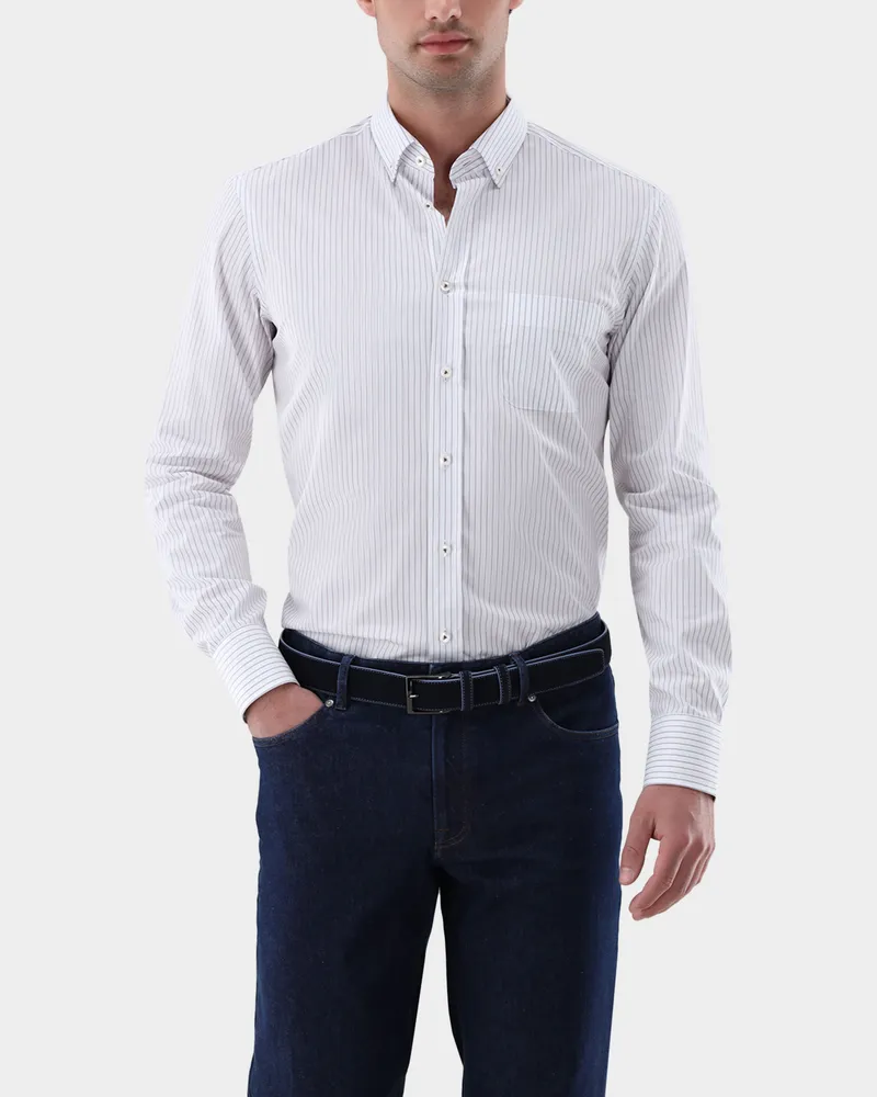 van Laack Hemd mit Button Down Kragen Tailor Fit Weiß