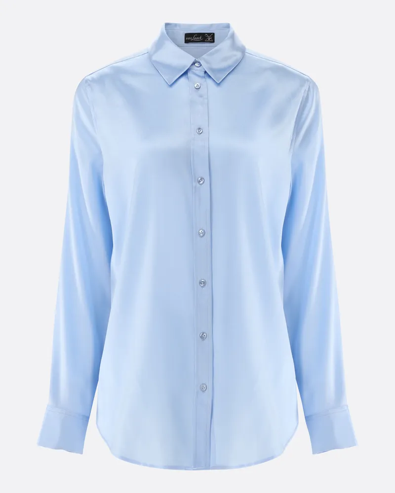 van Laack Hemdbluse aus Seide tailliert Blau