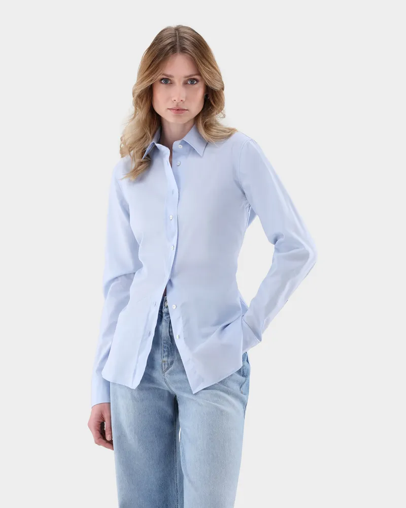 van Laack Popeline Hemdbluse Blau