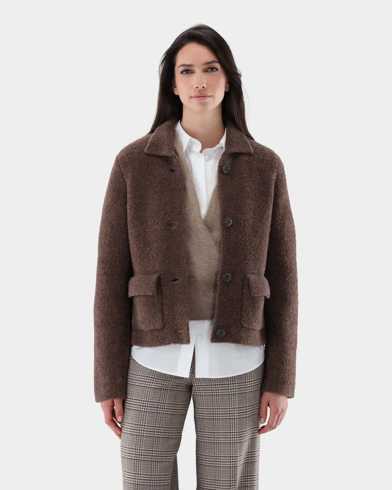 van Laack Strick-Blazer mit aufgesetzte Taschen Beige