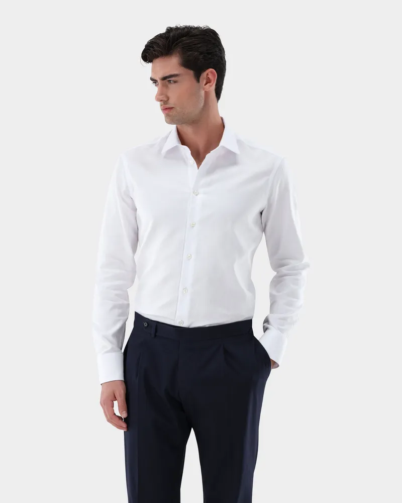 van Laack Businesshemd mit Dobby Struktur Tailor Fit Weiß