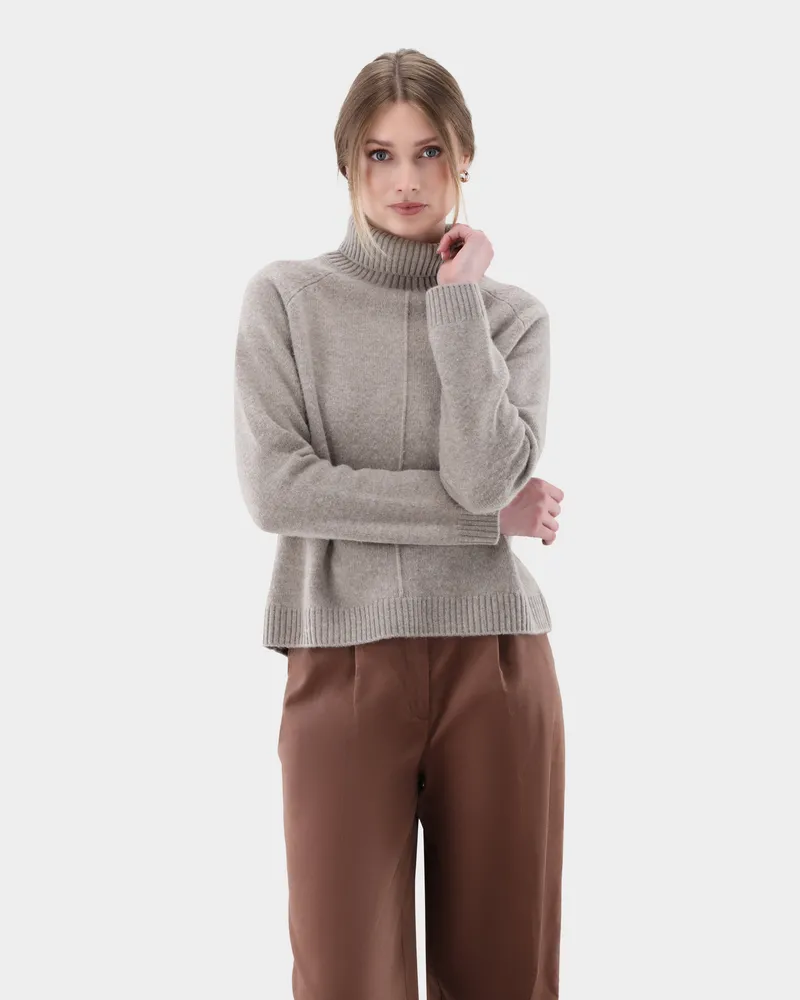 van Laack Rollkragenpullover aus Kaschmir und Wolle Beige