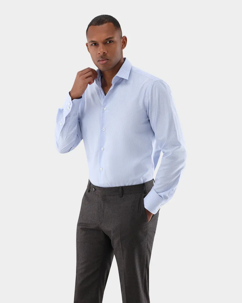 van Laack Bügelfreies Hemd aus Bio-Baumwolle Tailor Fit Blau