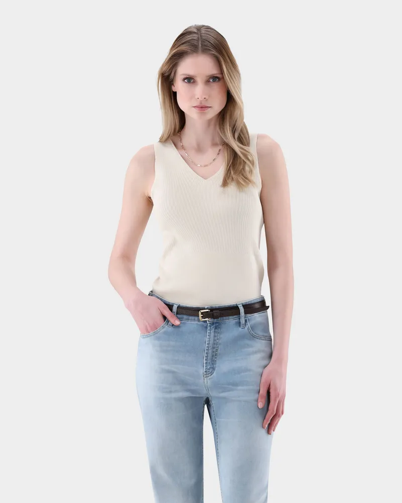 van Laack Tanktop aus Rippstrick Beige