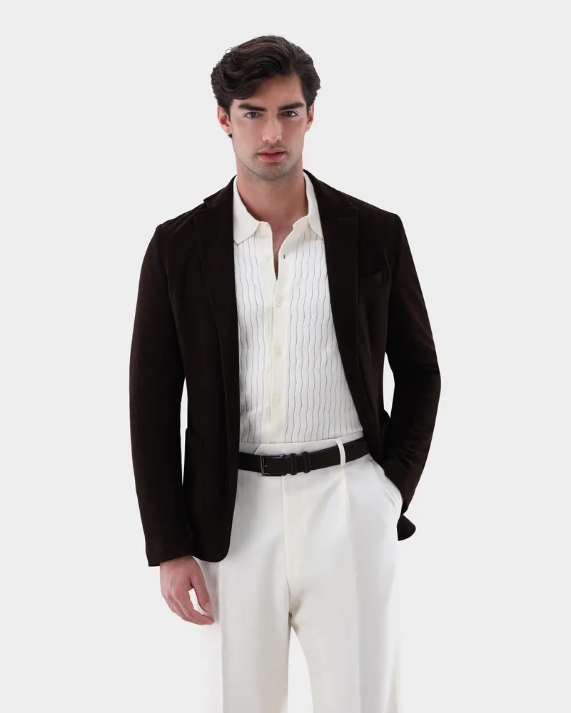 van Laack Sakko gerippt aus Samt Beige