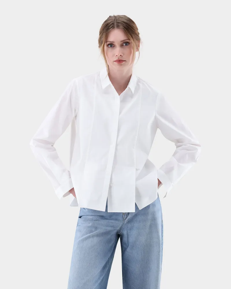 van Laack Hemdbluse cropped Boxy Fit Weiß