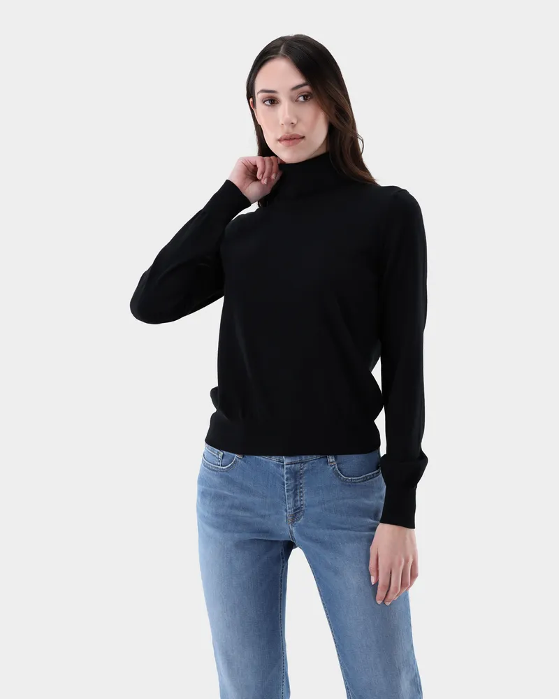 van Laack Rollkragenpullover aus Merzerisierter Merinowolle Schwarz
