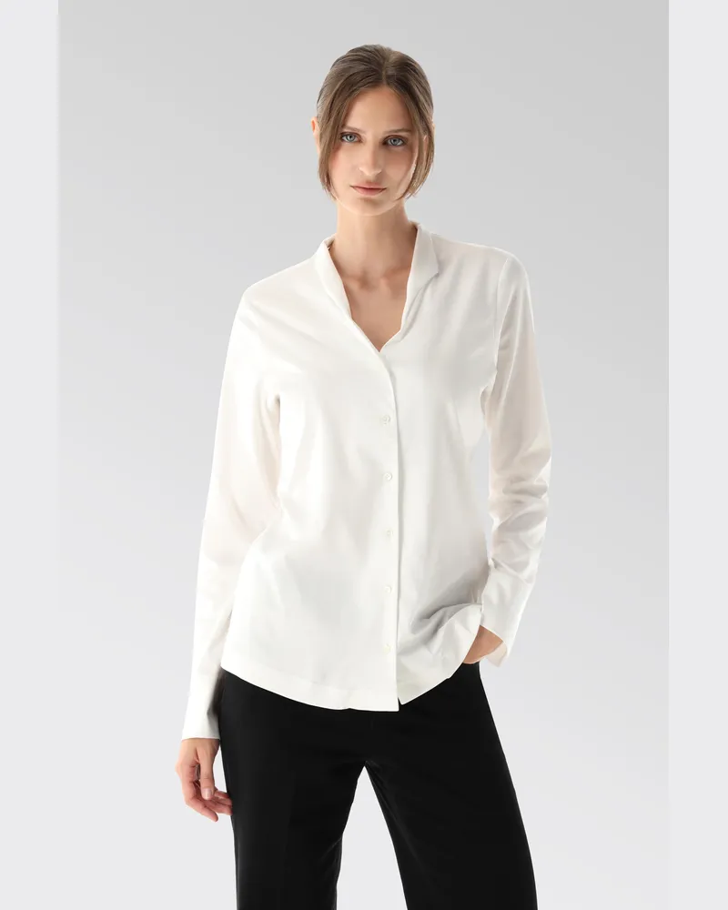 van Laack Jersey Kelchkragenbluse Weiß