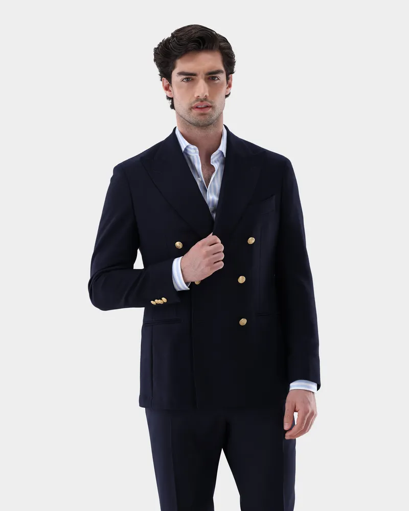 van Laack Blazer mit Struktur doppelreihig Blau
