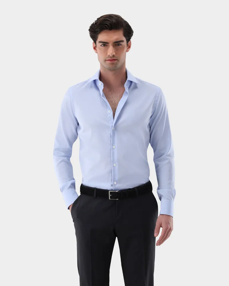 van Laack Natté-Hemd bügelfrei Slim Fit Blau