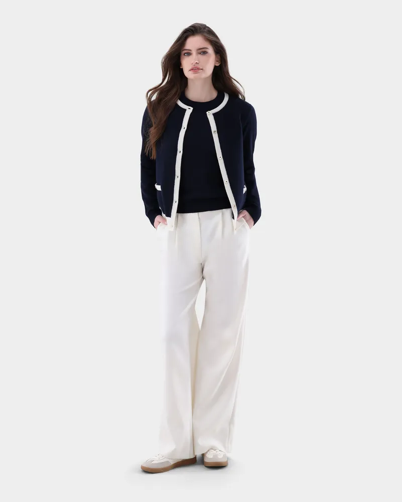 van Laack Strickjacke aus Kaschmir mit Kontrasten Blau