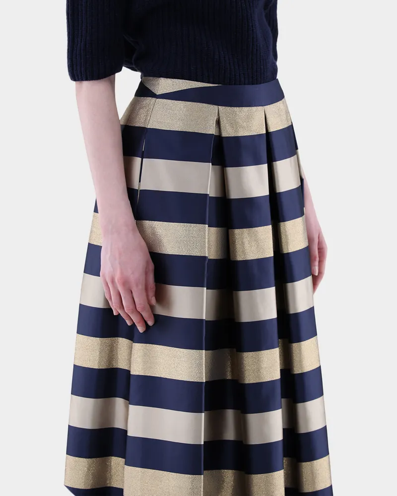 van Laack Midirock mit goldenem Jacquard-Streifen Gelb