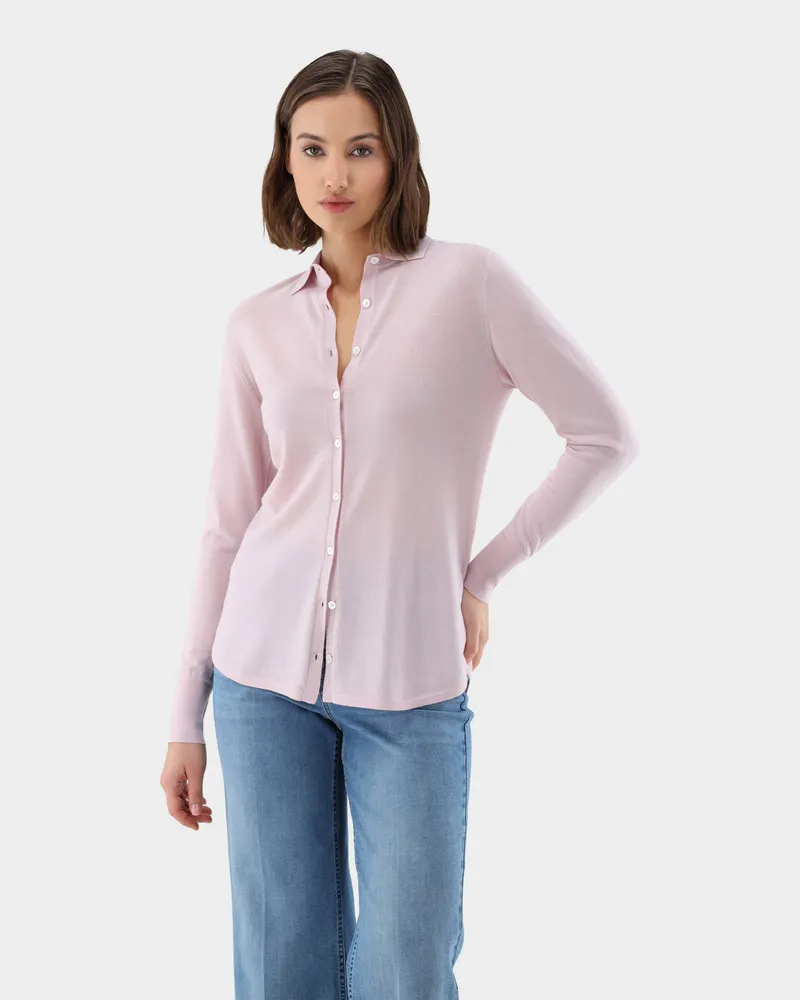 van Laack Strick-Bluse aus Merinowolle Rot