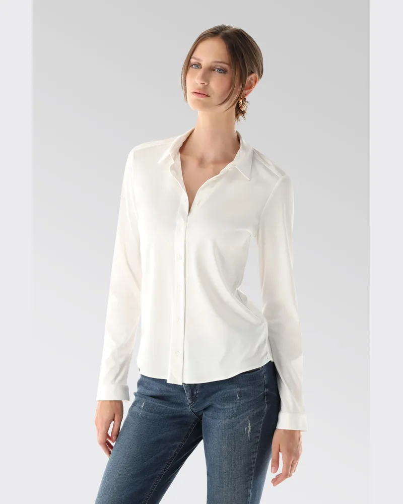 van Laack Taillierte Jersey Hemdbluse Weiß