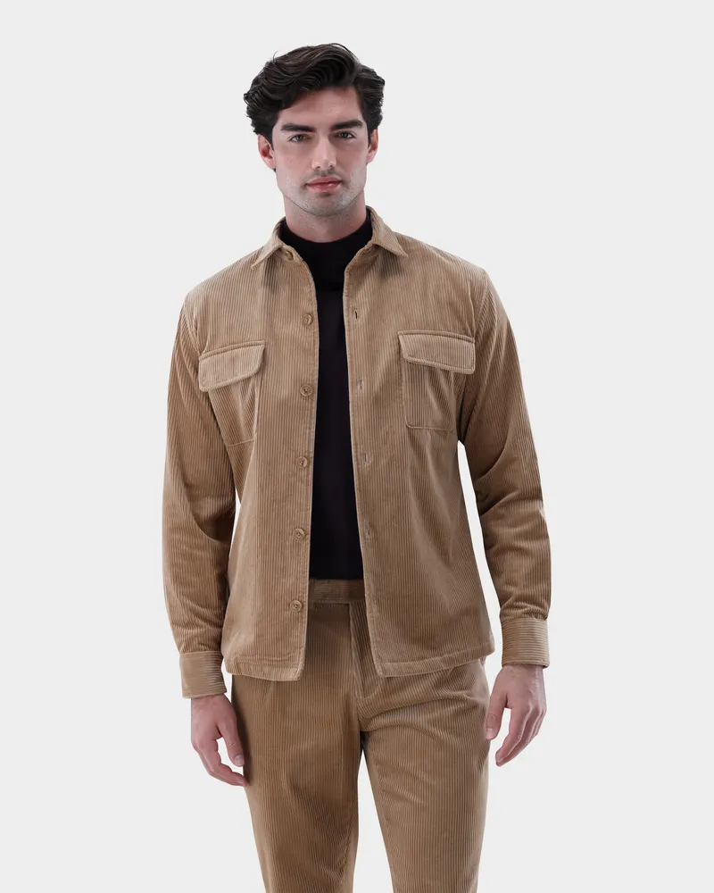 van Laack Overshirt aus weichem Breitcord Beige