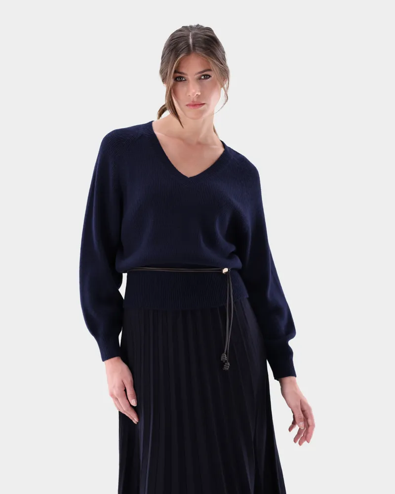 van Laack Pullover tailliert mit V-Ausschnitt Blau