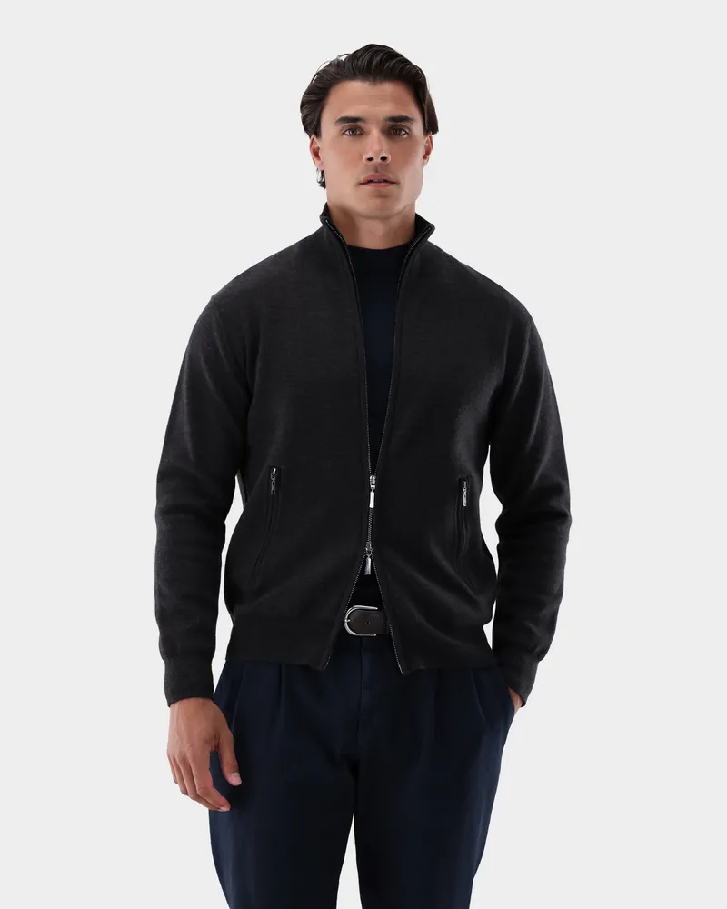 van Laack Strickjacke mit Seide Grau