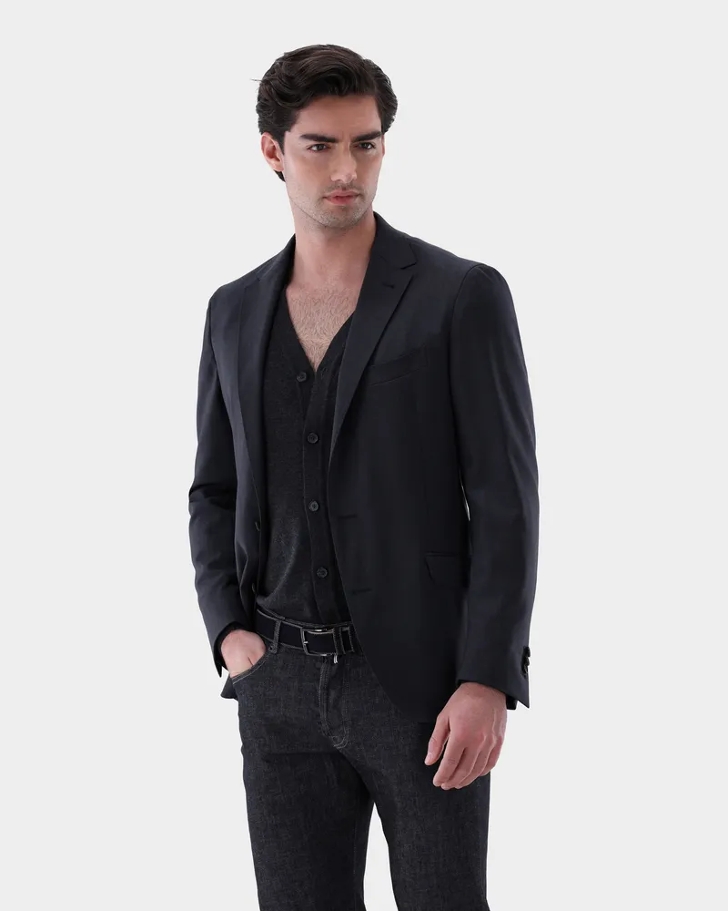van Laack Sakko aus Wolle Slim Fit Grau