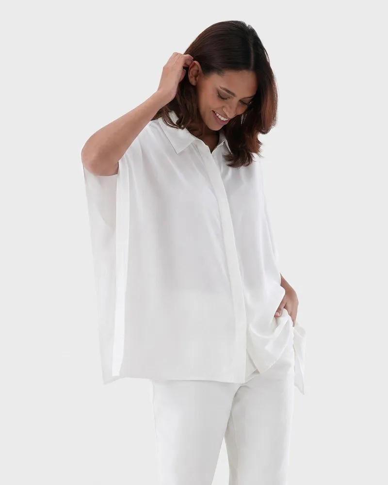 van Laack Tunika Bluse aus Popeline Weiß
