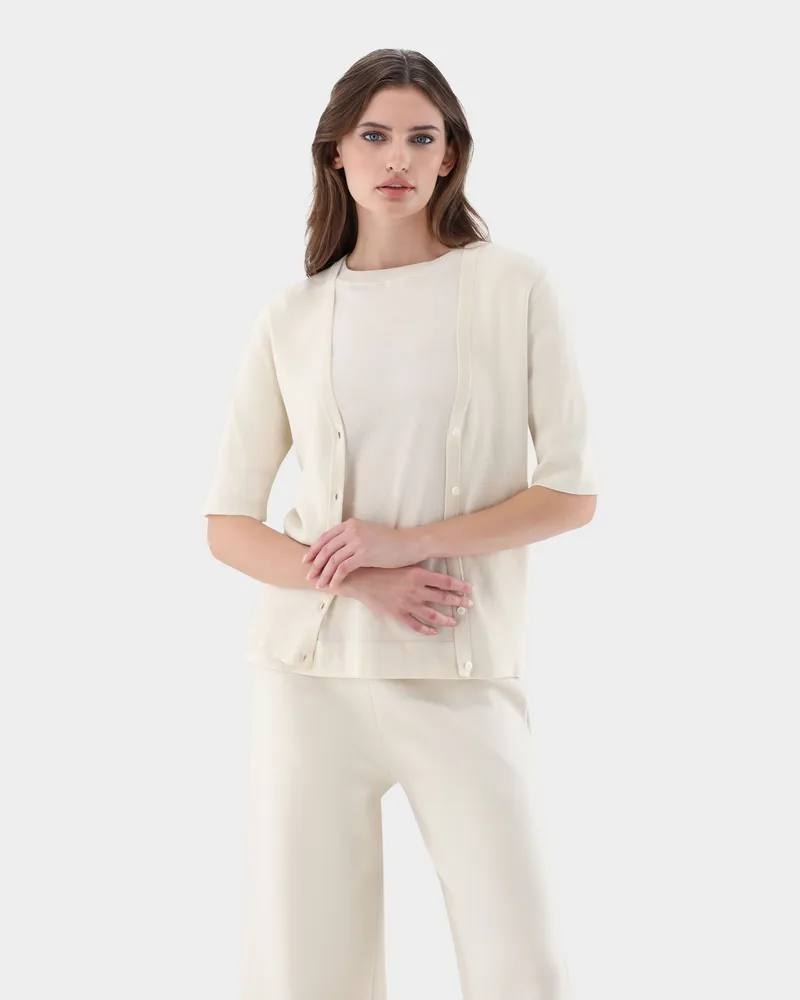 van Laack Cardigan aus Rippstrick Beige