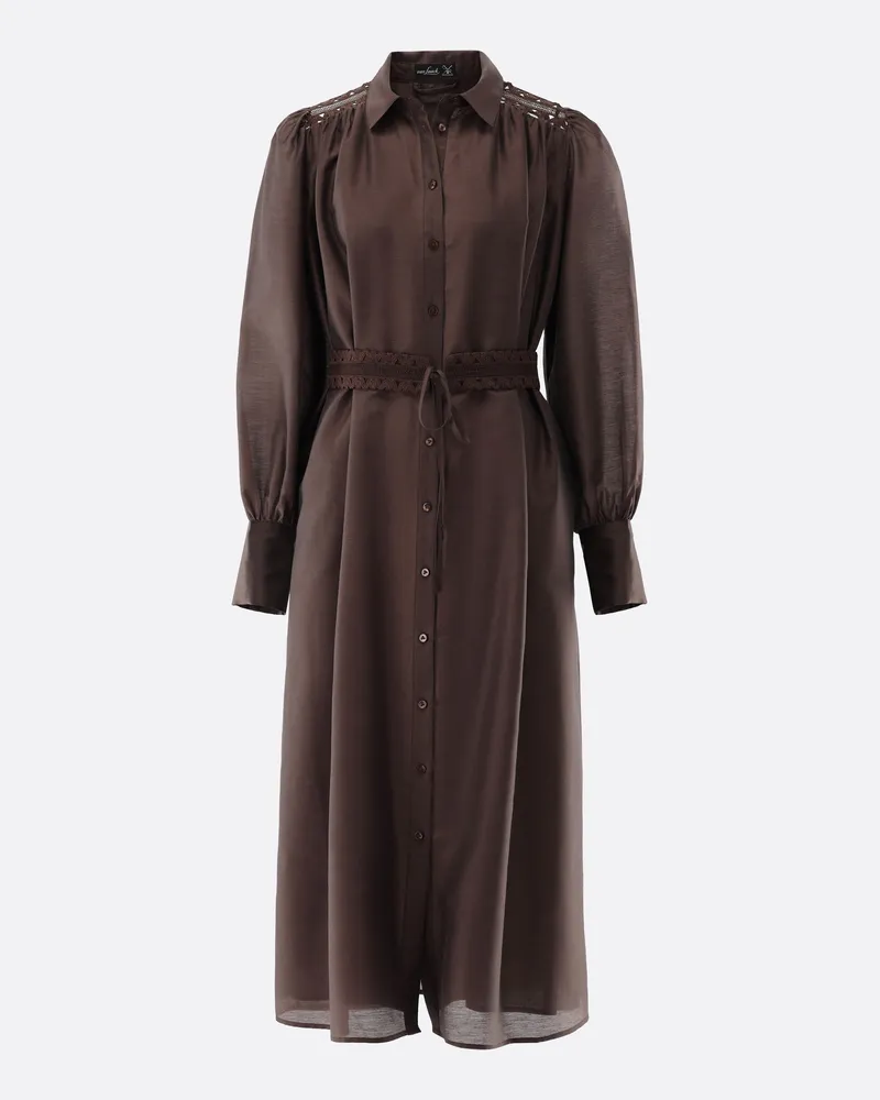 van Laack Midi-Hemdblusenkleid mit Leinen und Tencel Beige