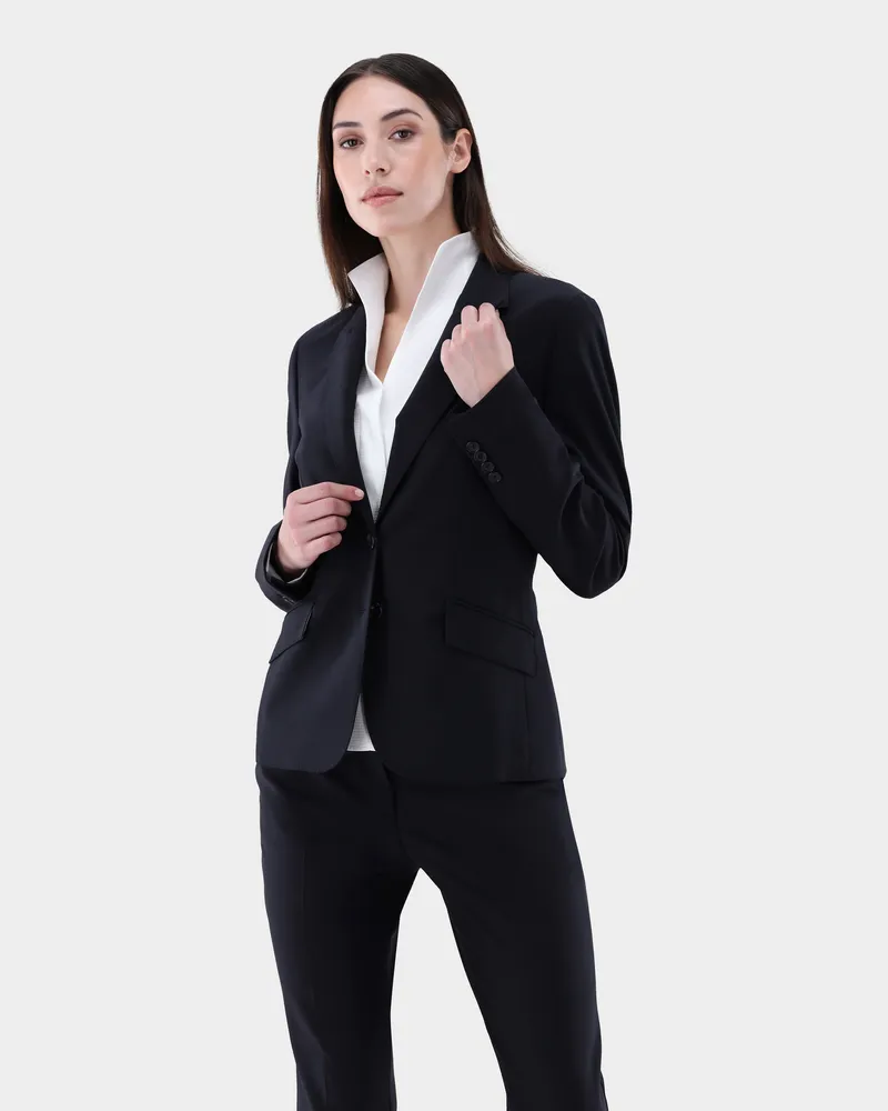 van Laack Blazer aus Wolle mit Stretch Slim Fit Blau