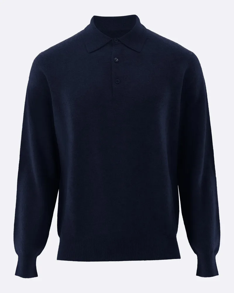 van Laack Strick-Poloshirt aus Kaschmir Blau