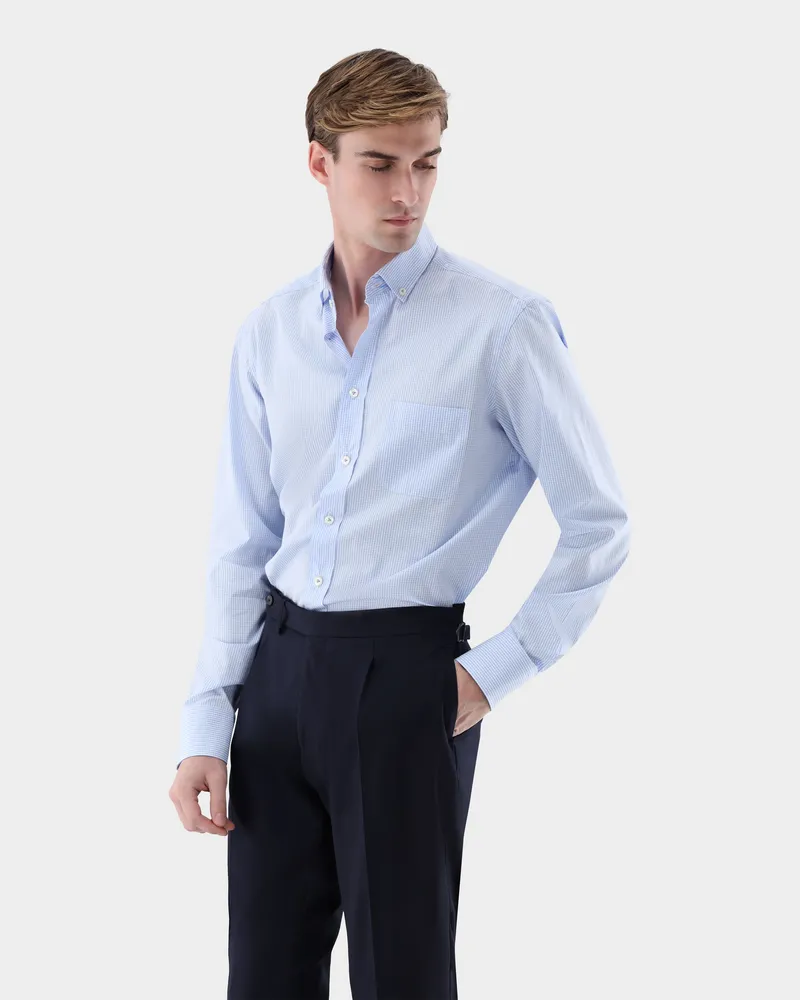 van Laack Karohemd mit Button-Down-Kragen Blau