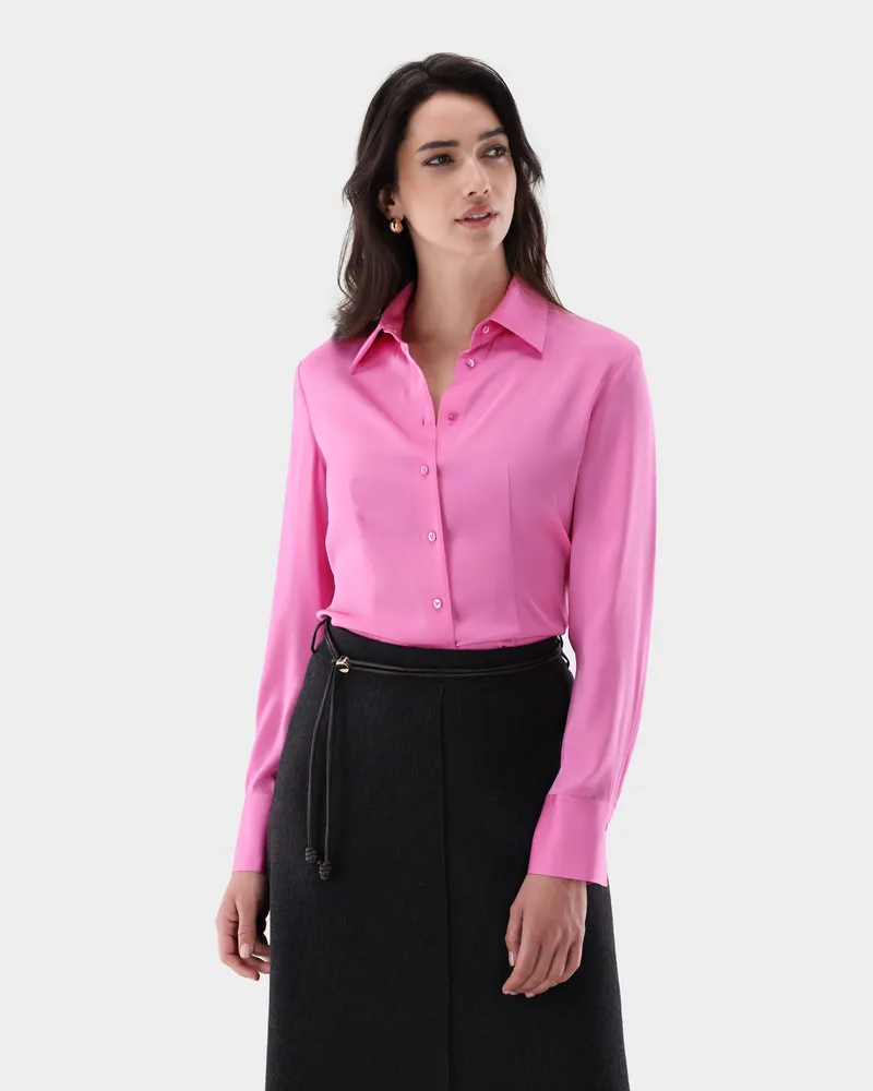 van Laack Hemdbluse aus Seide mit Stretch Lila