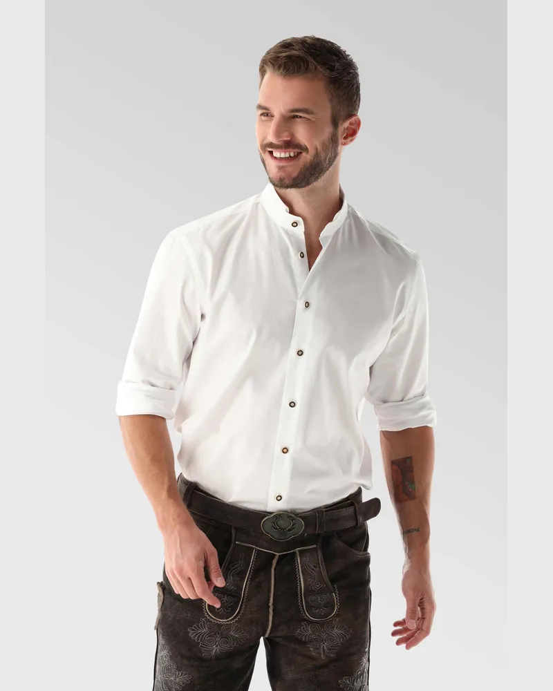 van Laack Oxford Trachtenhemd mit Stehkragen Weiß
