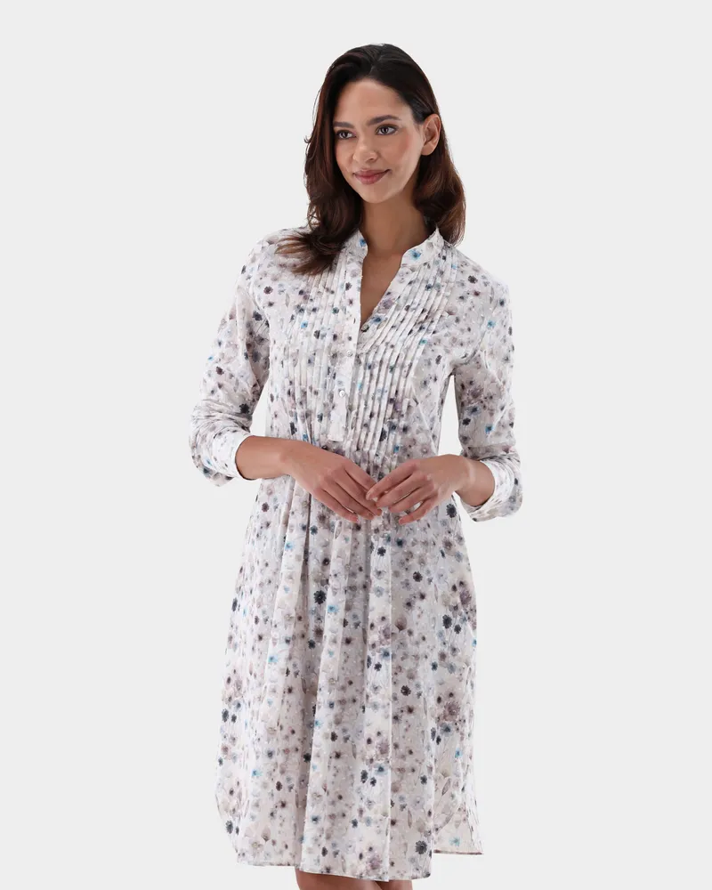 van Laack Schlupfkleid knielang mit Blumen Druck Beige