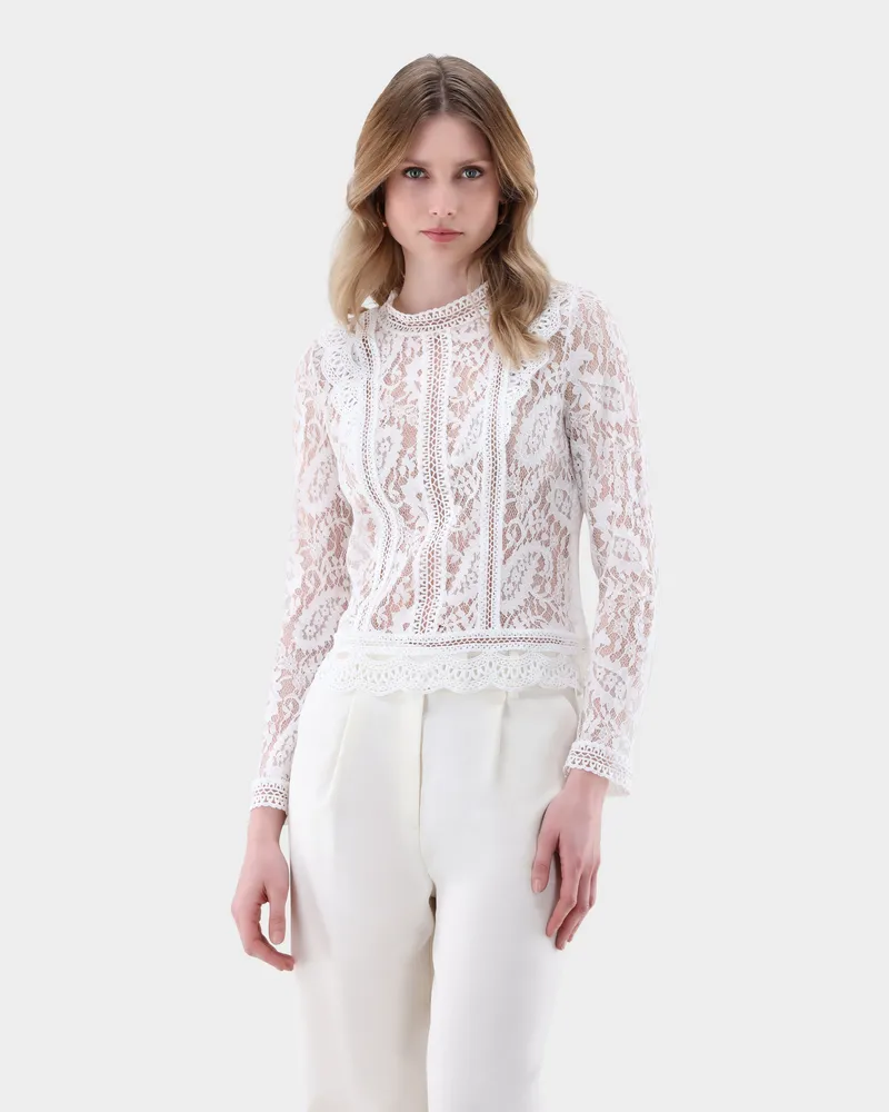 van Laack Top aus Spitze Cremefarben