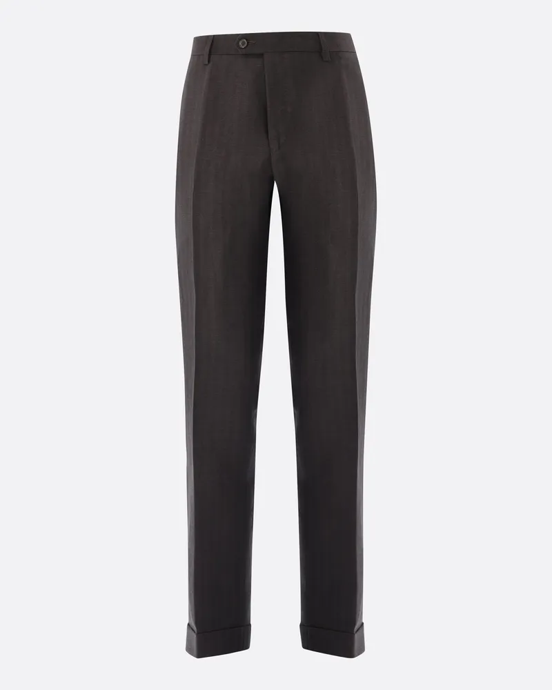 van Laack Hose aus Wolle und Leinen mit Straight Leg Beige