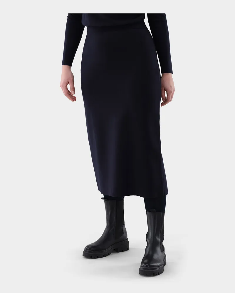 van Laack Rock aus Milano-Strick-Merinowolle Blau