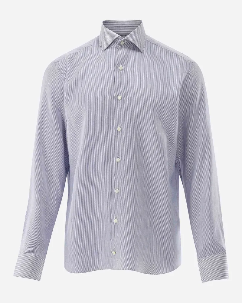 van Laack Hemd mit Sartoriale Verarbeitung und Haifischkragen Blau