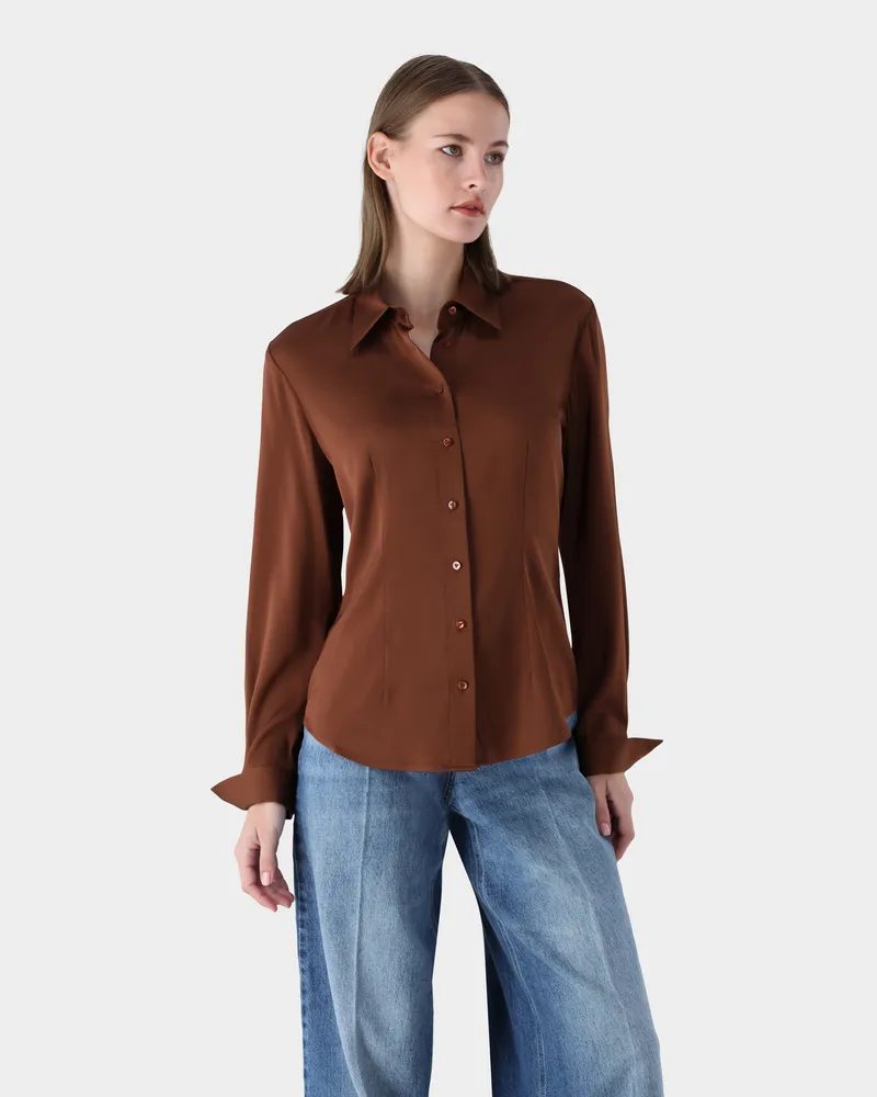 van Laack Hemdbluse aus Seide mit Stretch Beige