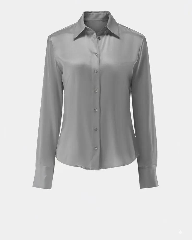 van Laack Hemdbluse tailliert aus Seidensatin-Stretch Grau