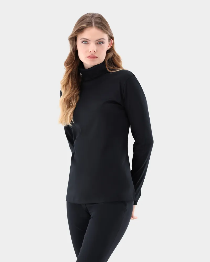 van Laack Rollkragenpullover aus Schweizer Baumwolljersey Schwarz