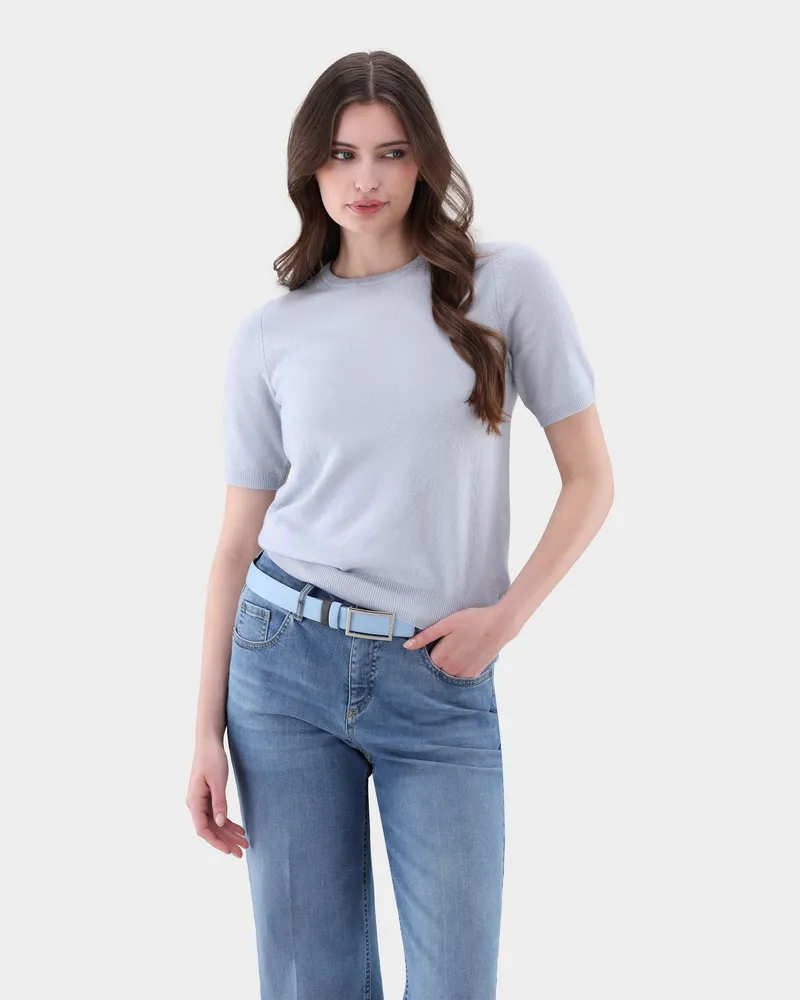 van Laack T-Shirt gestrickt aus Kaschmir Blau