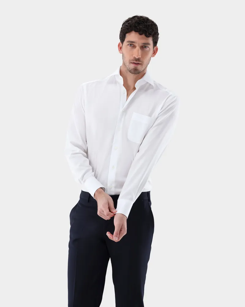 van Laack Natté-Hemd mt Strukturmuster Comfort Fit Weiß