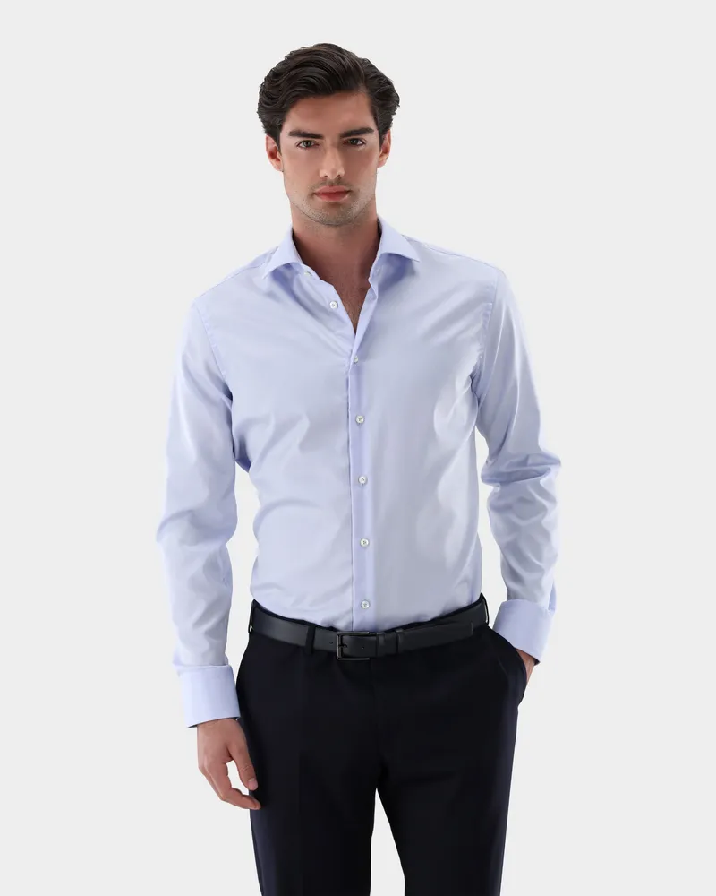 van Laack Bügelfreies Twill Hemd Slim Fit Blau