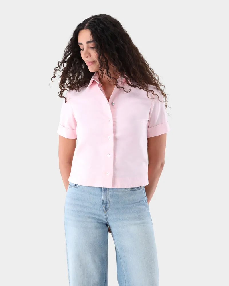 van Laack Kurzarm Hemdbluse aus Oxford Rot