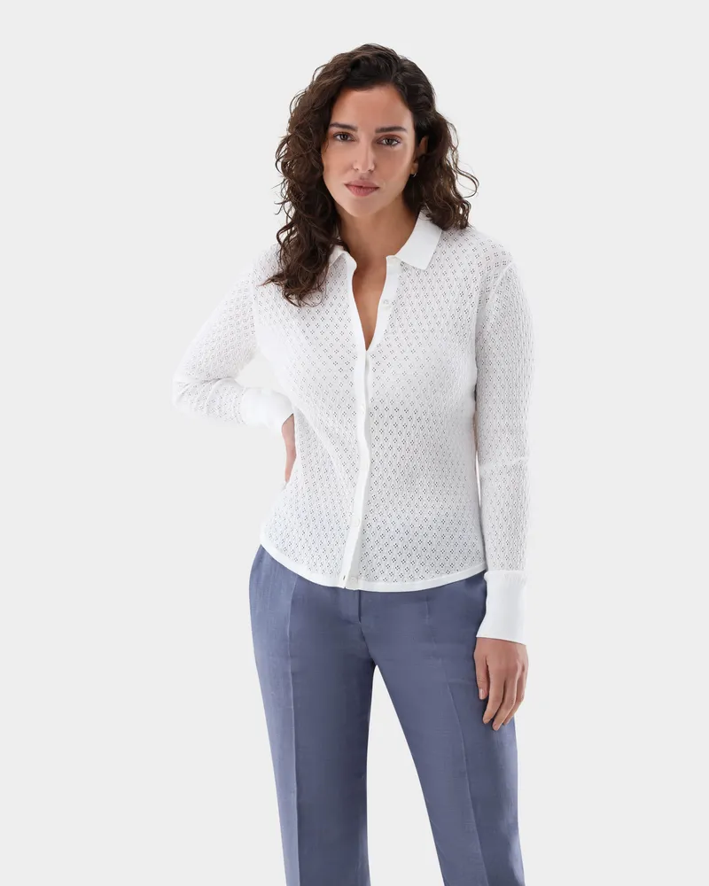 van Laack Strick Bluse mit Ajourmuster aus Air Cotton Geschlecht:
