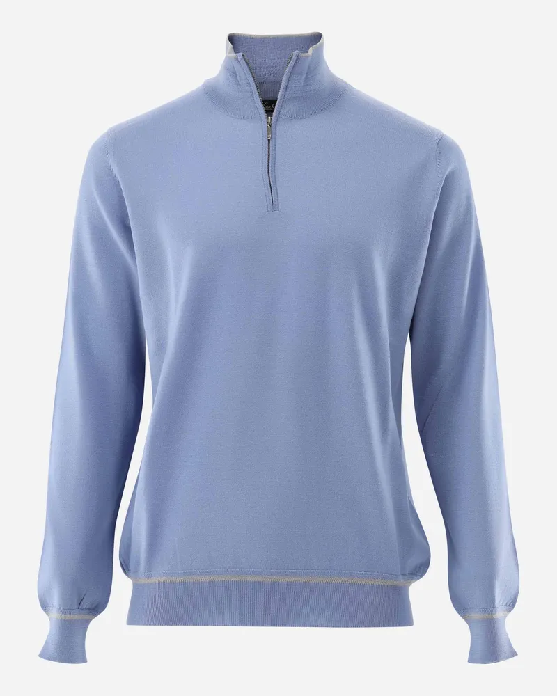 van Laack Troyer aus merzerisierter Merinowolle mit Farbdetail Blau