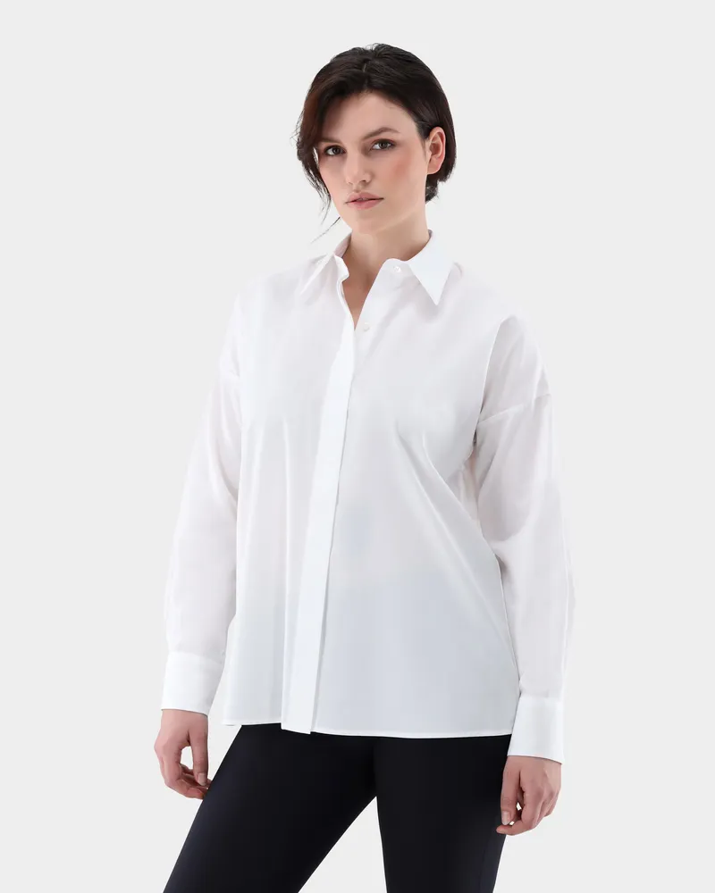 van Laack Hemdbluse aus Popeline Weiß