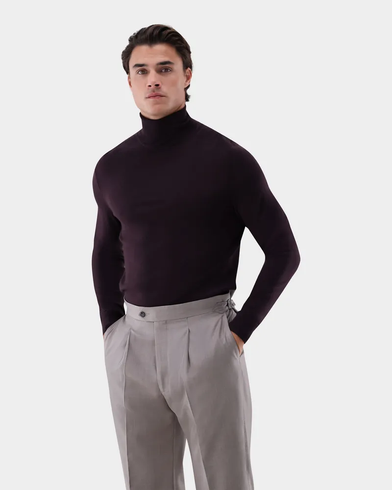 van Laack Rollkragenpullover aus Merzerisierter Merinowolle Rot