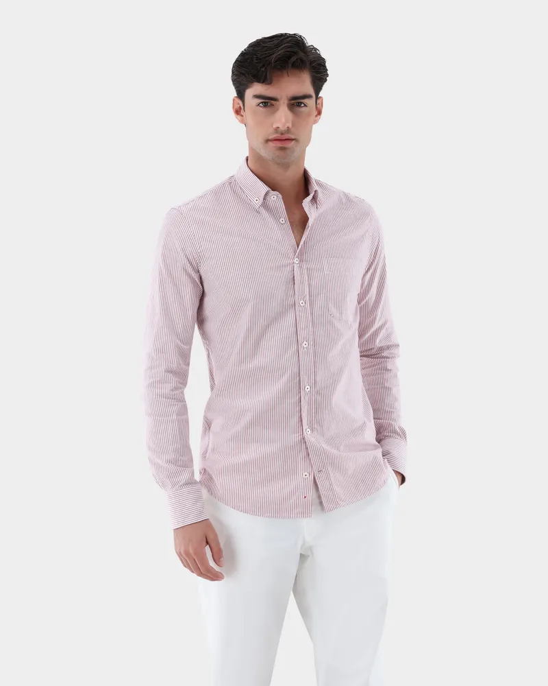 van Laack Oxfordhemd gestreift Slim Fit Rot