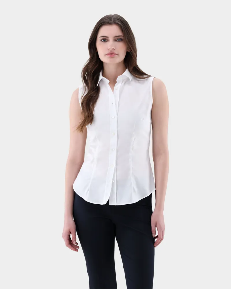 van Laack Hemdbluse ärmellos aus Natte Weiß
